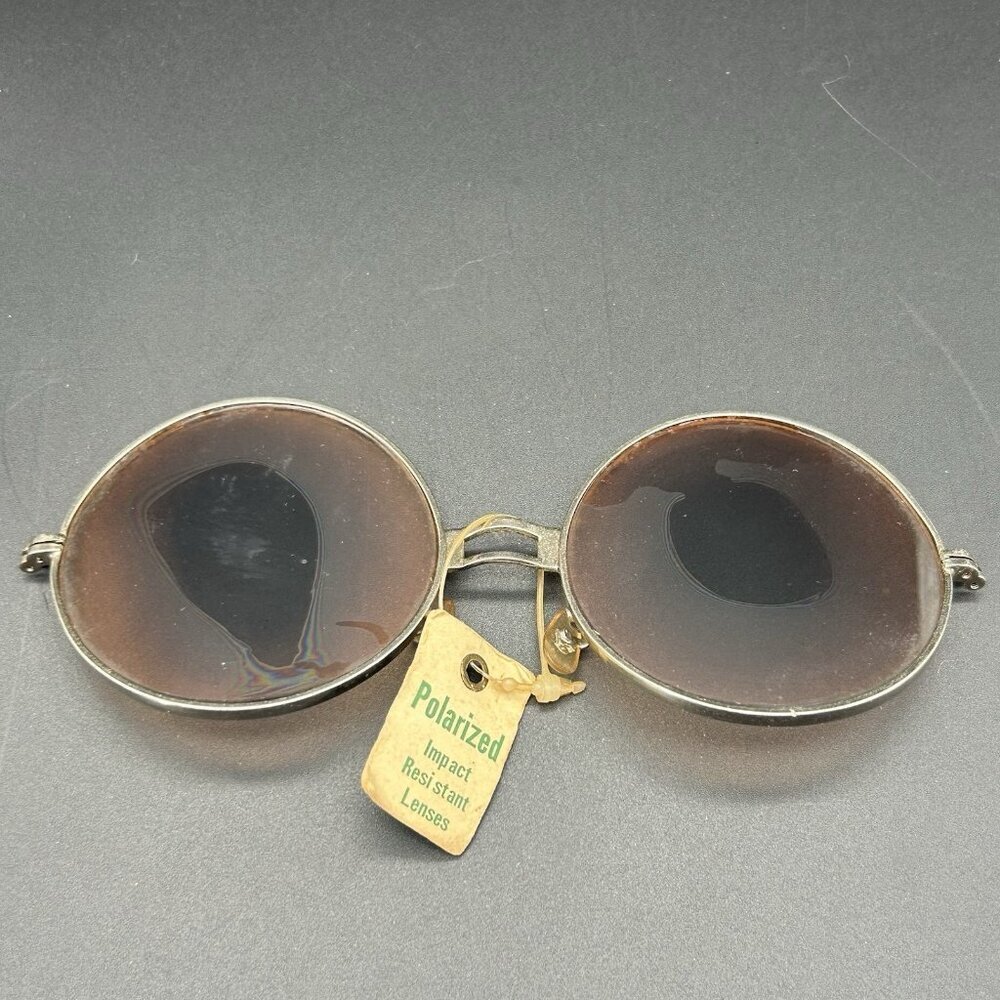 Vintage Round Polarized Sunglasses Lenses Only Hippie Boho Big 2 1/4" NO Arms